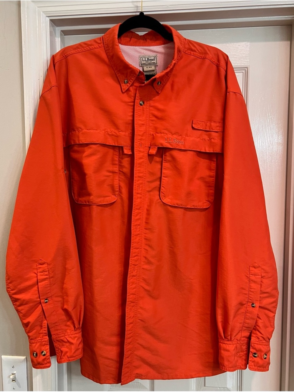 L.L. Bean Men's Bright Orange Button-Front Shirt  XL